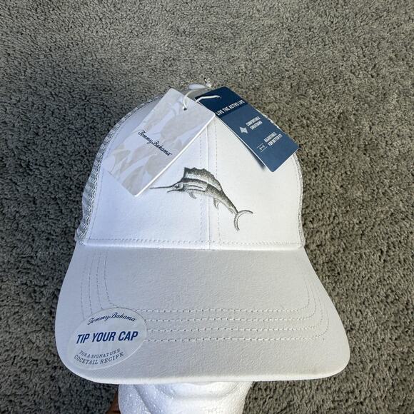 Tommy Bahama Other - Tommy Bahama Hat Cap Snap Back Mens One Size White Trucker Mesh Marlin
